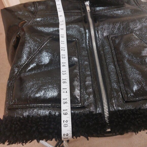 Topshop Black Faux Patent Leather Aviator Jacket - Picture 13 of 13